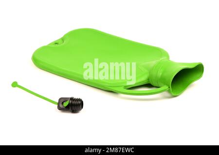 Green rubber heating pad isolated on a white background. Extreme closeup. High resolution photo. Full depth of field. Stock Photo