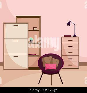 Living room interior design with furnitures illustration Stock Vector ...