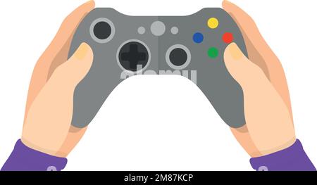 Hands hold gamepad. Video game controller icon Stock Vector