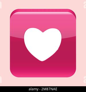 3D Social media online platform concept, online social communication on applications, Photo frame with heart and love emoji icon, like and play in red Stock Vector