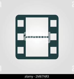 film strip icon vector icon. Black illustration isolated on white background for graphic and web design. Stock Vector