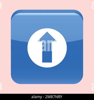 Arrow Up vector icon. This rounded flat symbol is drawn with blue color on a white background. Stock Vector