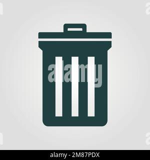 Trash bin vector icon. Black illustration isolated on white background for graphic and web design. Stock Vector