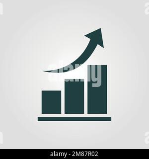 Business graph up vector icon. Black illustration isolated on white background for graphic and web design Stock Vector