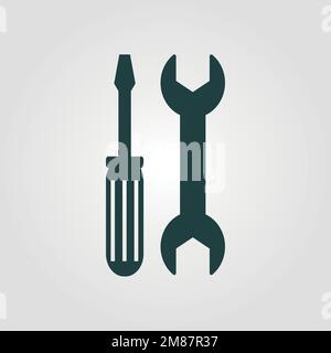 Screwdriver vector icon. Black illustration isolated on white background for graphic and web design. Stock Vector