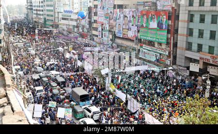 Dhaka, Bangladesh. 01st Dec, 2023. January 11, 2023, Dhaka, Bangladesh: BNP leaders and activists gathered in front of the Nayapaltan BNP central office to carry out the 10-point demand of the government, including the resignation of the government. (Photo by S A Masum/Eyepix Group/Sipa USA) Credit: Sipa USA/Alamy Live News Stock Photo