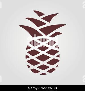 Pineapple silhouette sign isolated vector on grey background. Stock Vector