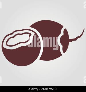 Coconut silhouette sign isolated vector on grey background. Stock Vector