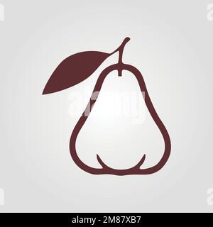 Pear silhouette sign isolated vector on grey background. Stock Vector