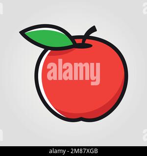 Red Apple Fruit Social Media Emoji. Modern Simple Vector For Web Site Or Mobile App Stock Vector