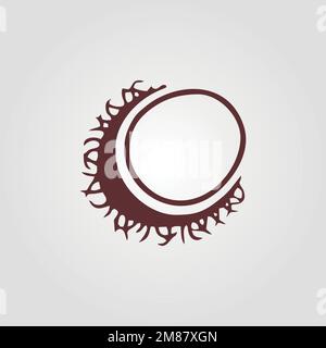 Coconut silhouette sign isolated vector on grey background. Stock Vector