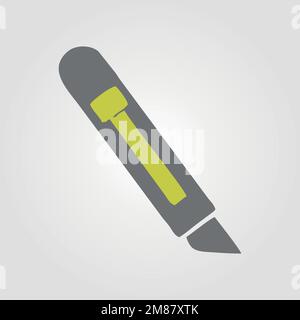 slotted common knife cutter construction and renovation tool icon, home repair concept vector illustration Stock Vector