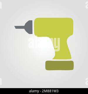 slotted common blade chargeable drill machine  construction and renovation tool icon, home repair concept vector illustration Stock Vector