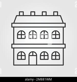 Home building, masjid, bank university vector outline icon style illustration Stock Vector