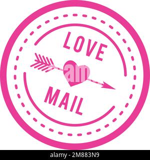 Love mail stamp. Cupid post round symbol Stock Vector