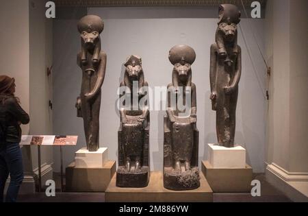 Ancient Egyptian statues featuring the The Egyptian lion goddess ...