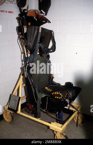 A Martin Baker MK-GR7-7 ejection seat is displayed at the station's Aviation Physiology Training Unit. Base: Naval Air Station, Norfolk State: Virginia (VA) Country: United States Of America (USA) Stock Photo