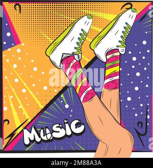 Pair of legs ready to dance sketch pop art comic page Vector Stock Vector