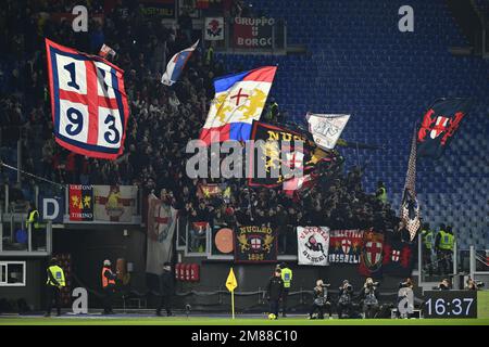Rome, Italy, 12/01/2023, Genoa CFC Fans during the Coppa Italia