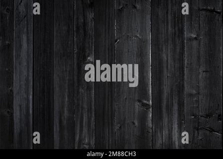 Black wooden planks background wall. Textured black rustic wood old dark paneling for walls, interiors and construction. High quality photo Stock Photo