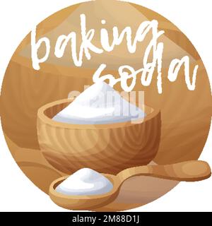 Baking soda ingrdient, cartoon vector icon on gradient background Stock Vector