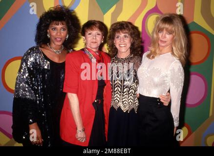 SANTA MONICA, CA - JANUARY 15: Chelsea Brown, actress Judy Carne, actress Ruth Buzzi and actress Goldie Hawn attend the NBC Winter TCA Press Tour & the 'Rowan & Martin's Laugh-In' 25th Anniversary Celebration on January 15, 1993 at Loews Santa Monica Beach Hotel in Santa Monica, California. Credit: Ralph Dominguez/MediaPunch Stock Photo