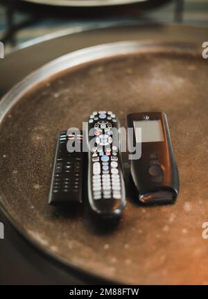 Remote control on table future technology Stock Photo - Alamy