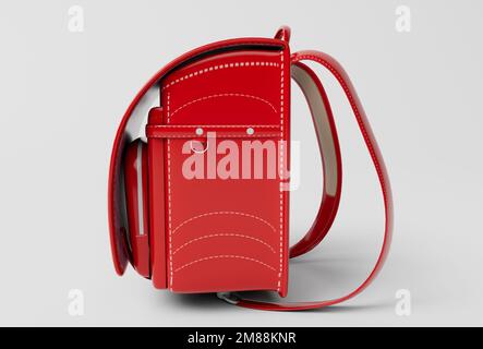 3d illustration red school backpack Isolated on White Background Stock Photo