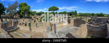Panoramic view over the ruins of, Ostia Antica, Rome, Italy Stock Photo