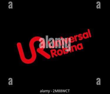 Universal Robina, Rotated Logo, Black Background B Stock Photo - Alamy