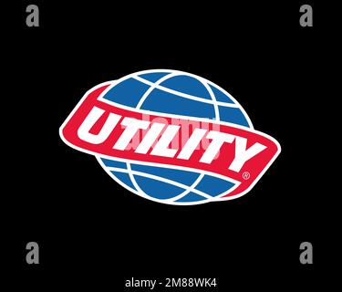 Utility Trailer Manufacturing Company, Rotated Logo, Black Background B Stock Photo