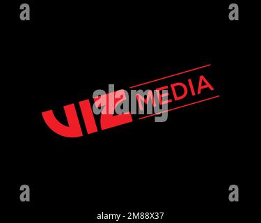 Viz Media, rotated logo, black background Stock Photo