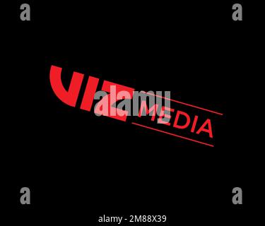 Viz Media, rotated logo, black background B Stock Photo