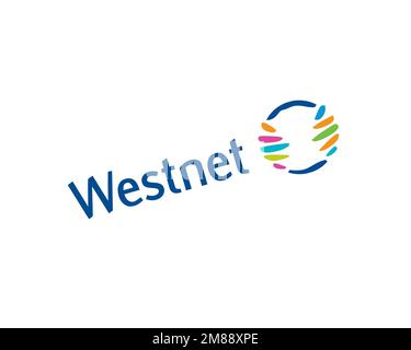 Westnet, rotated logo, white background Stock Photo