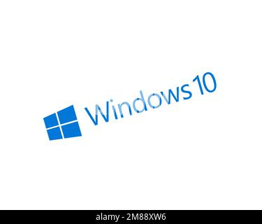 Windows 10, rotated logo, white background Stock Photo