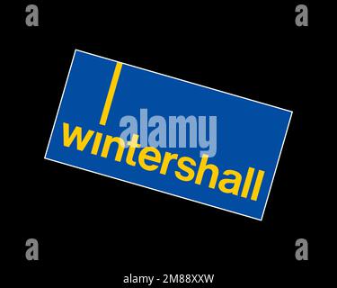 Wintershall, rotated logo, black background Stock Photo - Alamy
