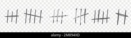 Tally mark for count. Slash line brush. Simple sketch on the wall. Isolated vector illustration Stock Vector