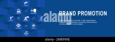 Brand Promotion Icon Set w Web Header Banner Stock Vector