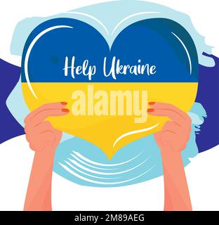 Pair of hands holding a heart shape Help Ukraine concept Vector Stock Vector