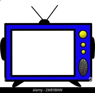 Blue tube tv icon design with antenna suitable for stickers, logos and others Stock Vector
