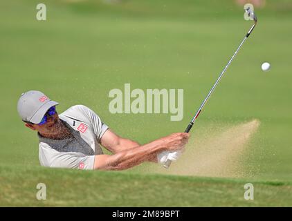 Honolulu, Hawaii, USA. 12th Jan, 2023. ADAM SCOTT of Australia hits a bunker shot at the 6th hole during the first round of the Sony Open played at Waialae Golf Course, Honolulu, Hawaii. (Credit Image: © Steven Erler/ZUMA Press Wire) EDITORIAL USAGE ONLY! Not for Commercial USAGE! Stock Photo