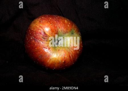 fresh sweet red apple isolated on black background Stock Photo