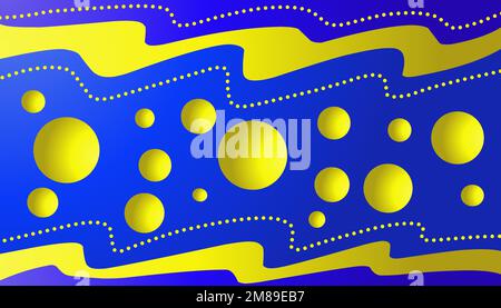 The design of the background in blue and yellow with balls and aesthetic patterns is suitable for banners, posters, and others Stock Vector