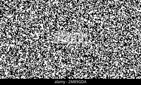 Seamless pixelated tv noise texture. White noise signal grain. Television screen interferences and glitches. Grunge background  Stock Vector