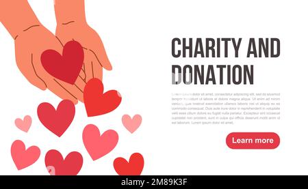Donation and charity concept. Can use for web banner, infographics. Flat vector isolated on white background. Stock Vector