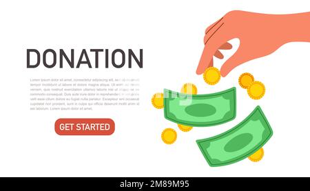 Donation and charity concept. Can use for web banner, infographics. Flat vector isolated on white background. Stock Vector