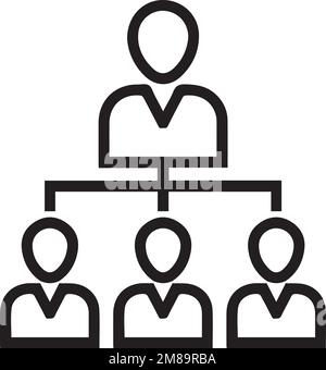 A vector of hierarchical organizational scheme structure in black and white Stock Vector