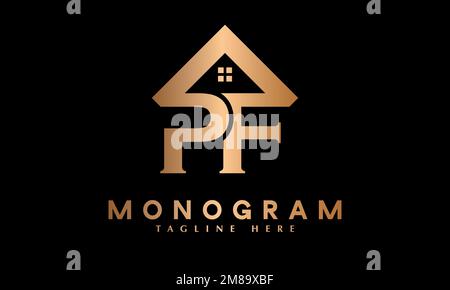 Alphabet Pf or fp Real Estate logo modern letter abstract monogram vector logo template Stock Vector