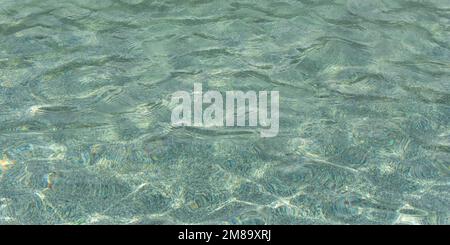Turquoise water pool texture. Horizontal abstract natural background. Banner for website design, books, social networks. Beautiful pastel water backgr Stock Photo