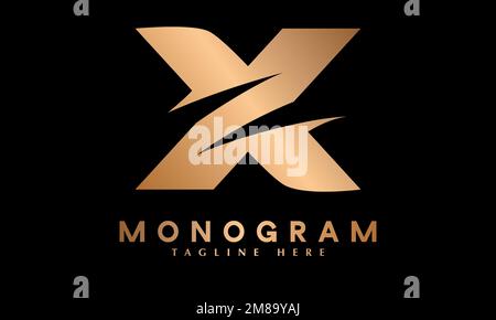 Alphabet X cut modern letter abstract monogram vector logo template Stock Vector